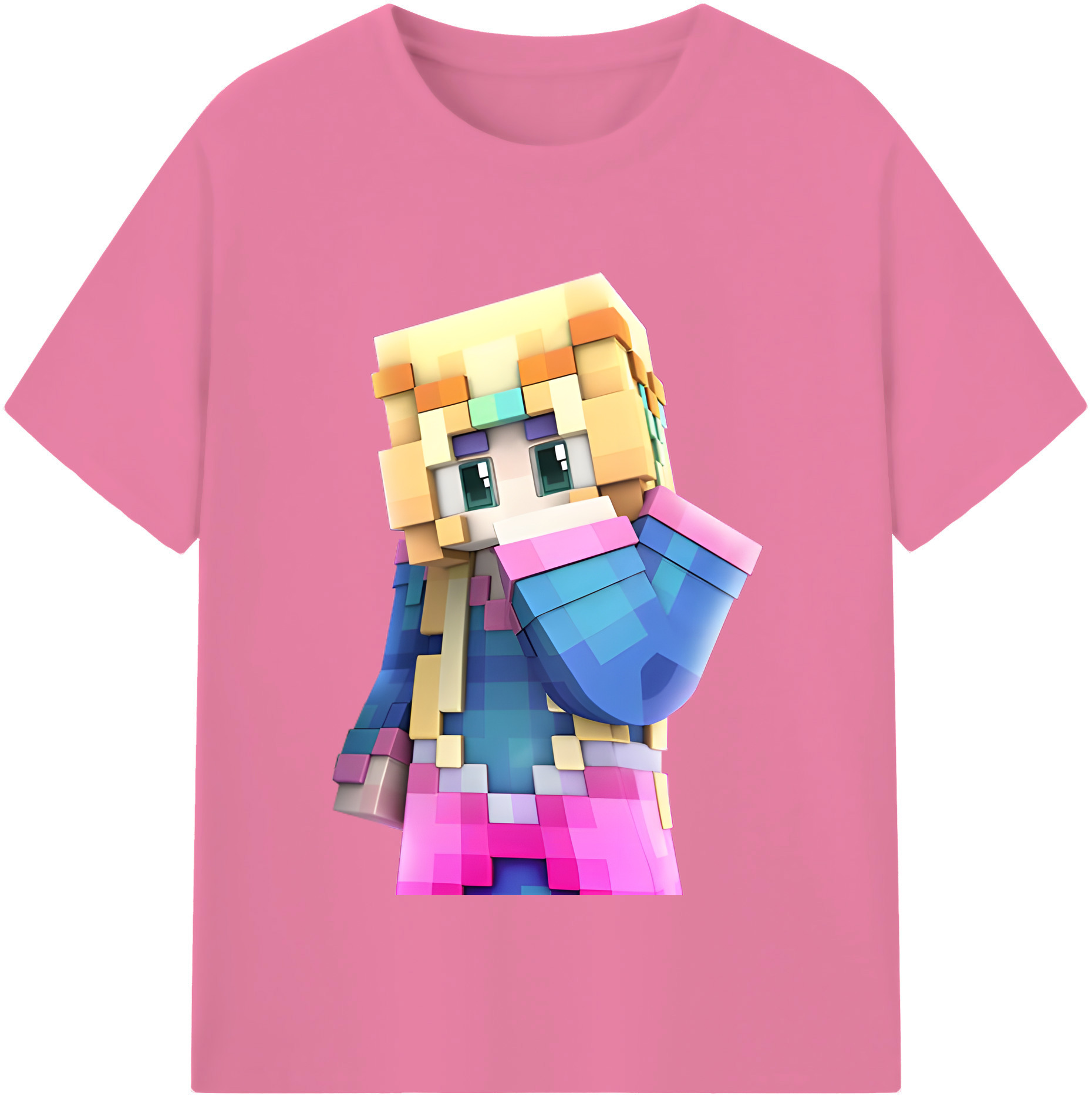 （画像用） マインクラフト ブロックの世界 Minecraft MC Block world 綿100％半袖Tシャツ（フロントプリント）